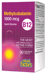 Natural Factors Vitamin B12 Methylcobalamin 1000MCG 90 Sublingual Tablets