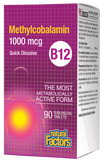 Natural Factors Vitamin B12 Methylcobalamin 1000MCG 90 Sublingual Tablets