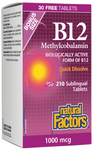 Natural Factors Vitamin B12 Methylcobalamin 1000MCG 210 Sublingual Tab