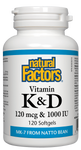 Natural Factors Vitamin K2 120mcg & D3 1000IU 120 Softgels
