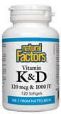 Natural Factors Vitamin K2 120mcg & D3 1000IU 120 Softgels