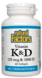 Natural Factors Vitamin K2 120mcg & D3 1000IU 60 Softgels