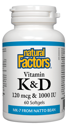 Natural Factors Vitamin K2 120mcg & D3 1000IU 60 Softgels