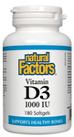 Natural Factors Vitamin D3 1000IU 180 Softgel