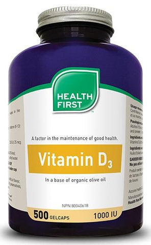 Health First Vitamin D3 1000IU 500Gelcap